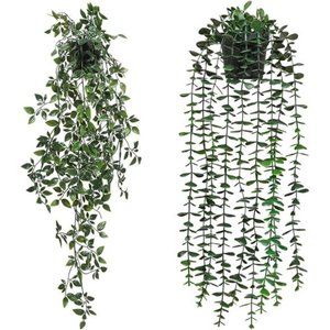 2 Pack Artificial Hanging Plants 2 Pack Fake Potted Plants Wall Home Room Office